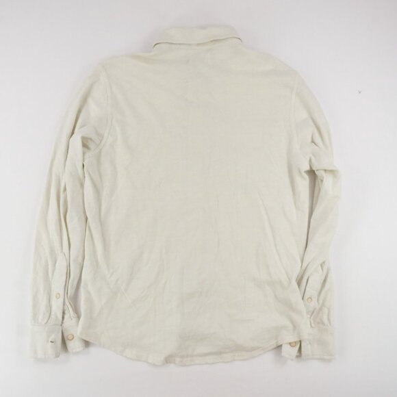 Lucky Brand Men’s Sweatshirt Jersey Material White Button Down Shirt Sz. M - Picture 2 of 8